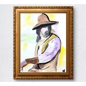 WS original rancher hand painted 14X11 canvas acrylic abstract modern wall art
